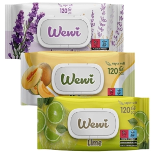 Zestaw Chusteczek nawilżanych WEWI Lawenda, Limonka i Melon 3x 120szt