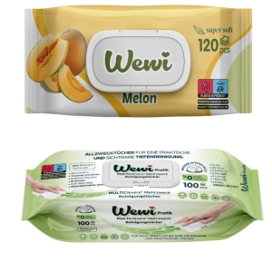 Wewi chusteczki nawilżane Melon i ręczniki czyszczące z białym mydłem