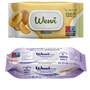 Wewi chusteczki nawilżane Melon i ręczniki czyszczące o zapachu lawendy