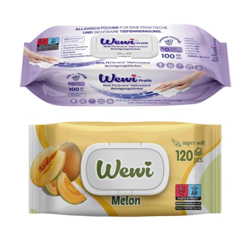 Ręczniki czyszczące Wewi Lawenda i chusteczki nawilżane Melon