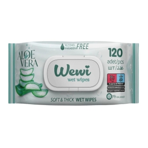 Zestaw Chusteczek nawilżanych WEWI Limonka, Lawenda, Melon i Aloes 4x120szt