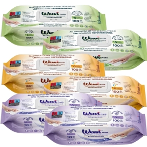 Wewi Chusteczki czyszczące lawenda, z mydłem arabskim i białym 6x100szt