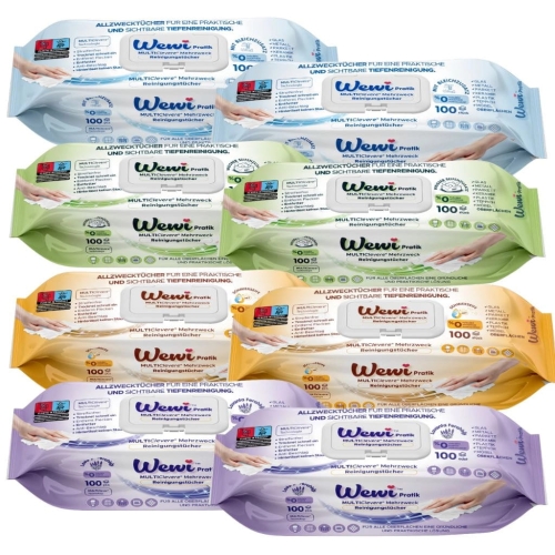 Chusteczki ręczniki czyszczące XXL Wewi Pratik mix 4 rodzajów 8x 100szt