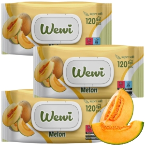 3x Wewi Chusteczki Nawilżane Melon 120 szt. – owocowa świeżość na co dzień