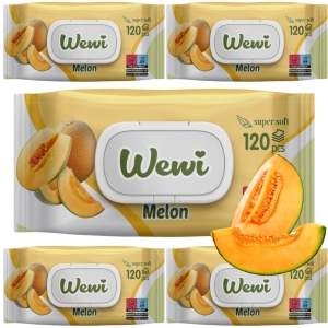 5x Wewi Chusteczki Nawilżane Melon 120 szt. – owocowa świeżość na co dzień