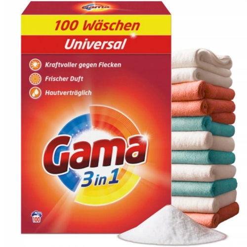 Gama 3in1 Universal proszek 100prań skuteczny na plamy, świeży zapach, 6kg