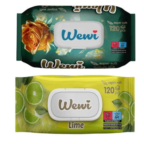 Chusteczki nawilżane Wewi Rose różane i Limonka 2x120szt