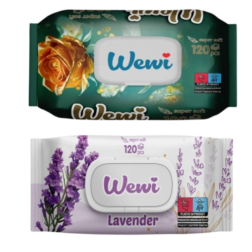 Chusteczki nawilżane Wewi Rose różane i Lawenda 2x120szt