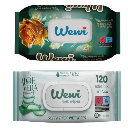 Chusteczki nawilżane Wewi Rose różane i Aloes 2x120szt