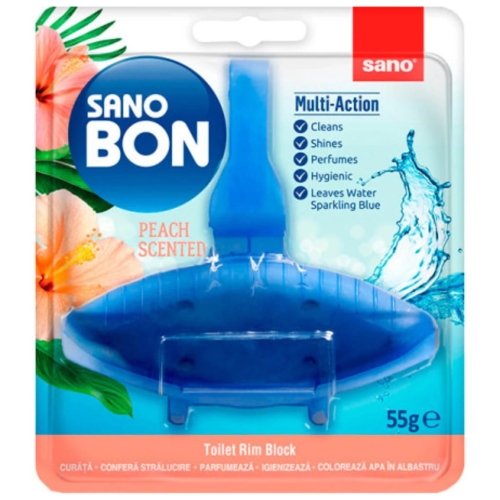 Sano Bon Peach Scented – zawieszka do WC Multi-Action 55g brzoskwiniowa