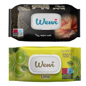 Wewi chusteczki nawilżane Flower kwiatowe i Limonka 2x120szt