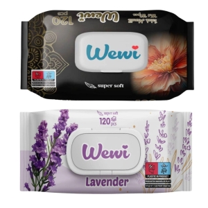 Wewi chusteczki nawilżane Flower kwiatowe i Lawenda 2x120szt