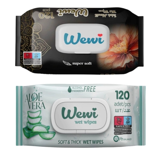 Chusteczki nawilżane Wewi Flower kwiatowe i Aloes 2x120szt