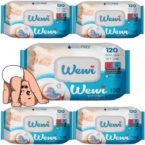 5x Wewi chusteczki nawilżane 120 sztuk dla dzieci, bez alkoholu i parabenów