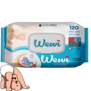 5x Wewi chusteczki nawilżane 120 sztuk dla dzieci, bez alkoholu i parabenów
