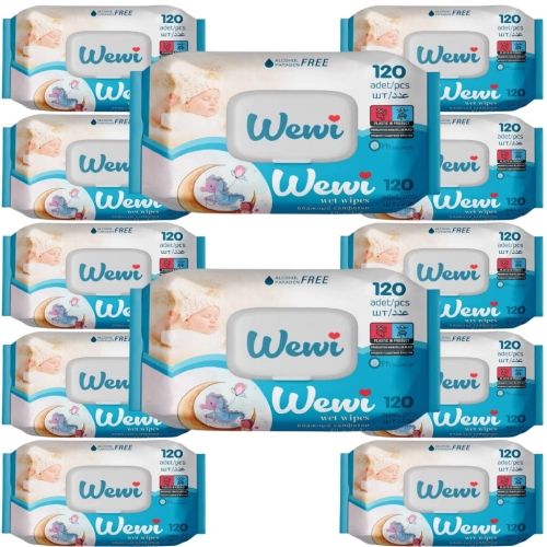 Chusteczki nawilżane Wewi 12x 120 sztuk dla dzieci,bez alkoholu i parabenów