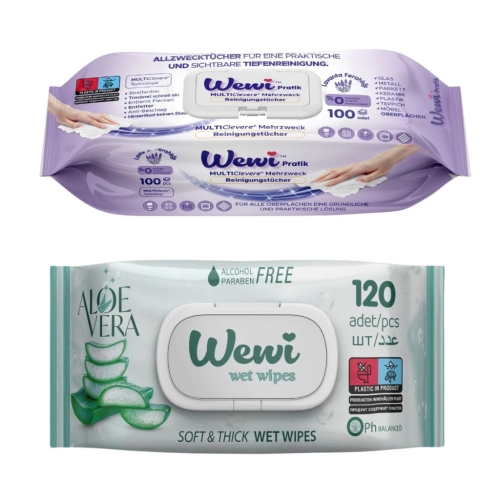 Ręczniki czyszczące Wewi Lawenda i chusteczki nawilżane Aloes