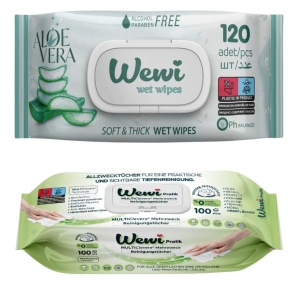 Wewi chusteczki nawilżane Aloes i ręczniki czyszczące z białym mydłem