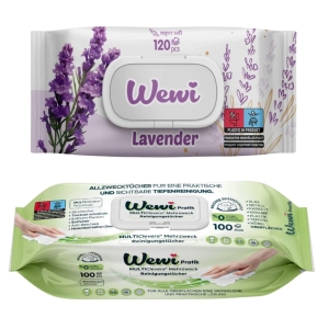 Wewi chusteczki nawilżane Lawenda i ręczniki czyszczące z białym mydłem