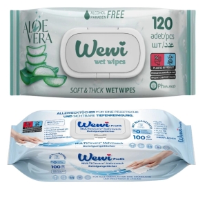 Wewi chusteczki nawilżane Aloes i ręczniki czyszczące uniwersalne