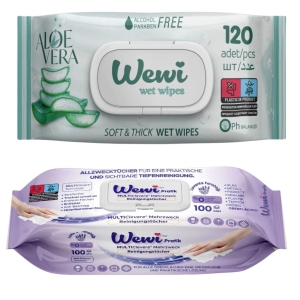 Wewi chusteczki nawilżane Aloes i ręczniki czyszczące o zapachu lawendy