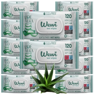 12x WEWI Aloe Vera chusteczki nawilżane 120szt.bez alkoholu,delikatne,ALOES