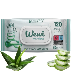 5x WEWI Aloe Vera chusteczki nawilżane 120 szt. bez alkoholu, delikatne,ALO