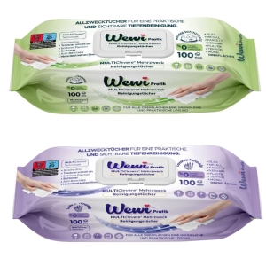 Wewi Chusteczki czyszczące lawenda i z dodatkiem białego mydła 2x100szt