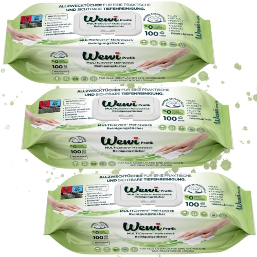 Chusteczki czyszczące Wewi Pratik 3x 100 szt. – z dodatkiem białego mydła