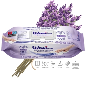 3x Wewi chusteczki ręczniki czyszczące nawilżane lawenda 100szt.MULTIClever