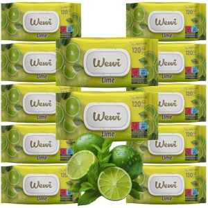 12x Wewi Chusteczki Nawilżane Lime 120 szt. – odświeżający zapach limonki