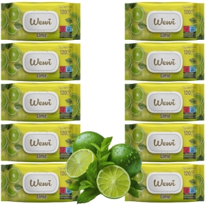 10x Wewi Chusteczki Nawilżane Lime 120 szt. – odświeżający zapach limonki