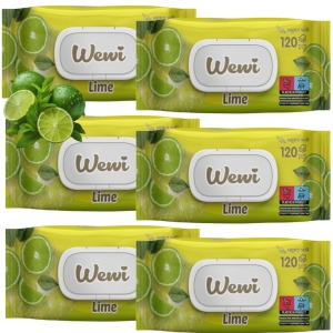 6x Wewi Chusteczki Nawilżane Lime 120 szt. – odświeżający zapach limonki