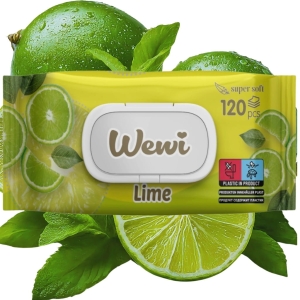 5x Wewi Chusteczki Nawilżane Lime 120 szt. – odświeżający zapach limonki