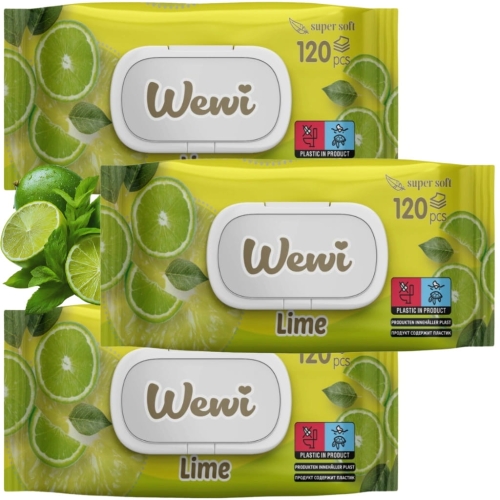 Chusteczki Nawilżane Lime Wewi 3x 120 szt. – odświeżający zapach limonki