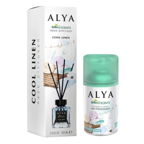 Zestaw Alya Cool Linen odświeżacz powietrza w sprayu 250ml i patyczki 100ml