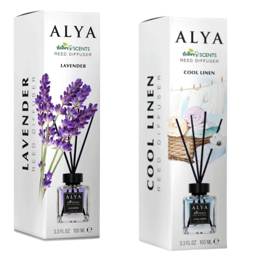 Zestaw Alya patyczki zapacho. Nature's Scents Lavender i Cool Linen 2x100ml