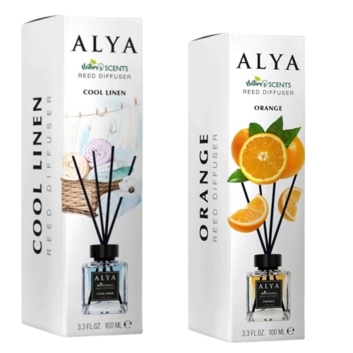 Zestaw Alya patyczki zapachowe Nature's Scents Orange i Cool Linen 2x100ml
