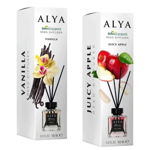 Zestaw Alya patyczki zapachowe Nature's Scents Vanilla i Apple 2x100ml