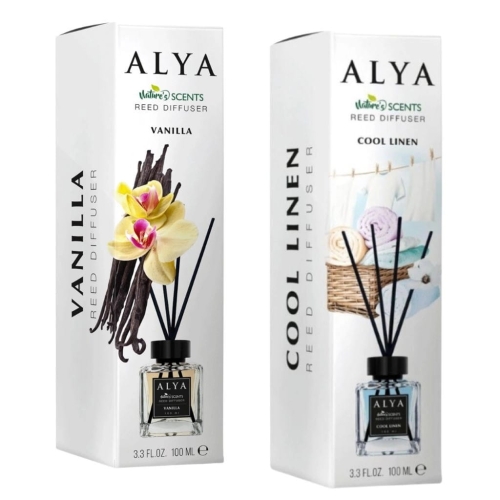 Zestaw Alya patyczki zapachowe Nature's Scents Vanilla i Cool Linen 2x100ml