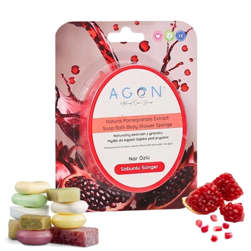 AGON 125G SHOWER SPONGE Owoc Granatu mydło zatopione w gąbce Granat prezent