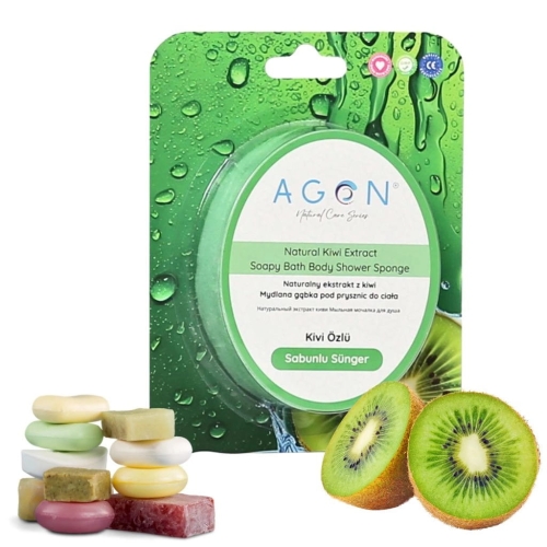 AGON 125G SHOWER SPONGE KIWI mydło zatopione w gąbce Kiwi na prezent