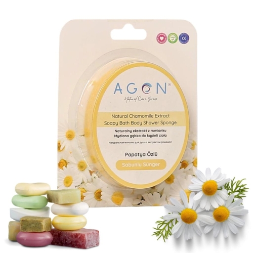 AGON 125G SHOWER SPONGE mydło zatopione w gąbce Rumianek na prezent