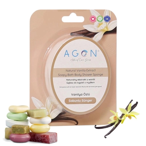 AGON 125G SHOWER SPONGE VANILLA mydło zatopione w gąbce Wanilia na prezent