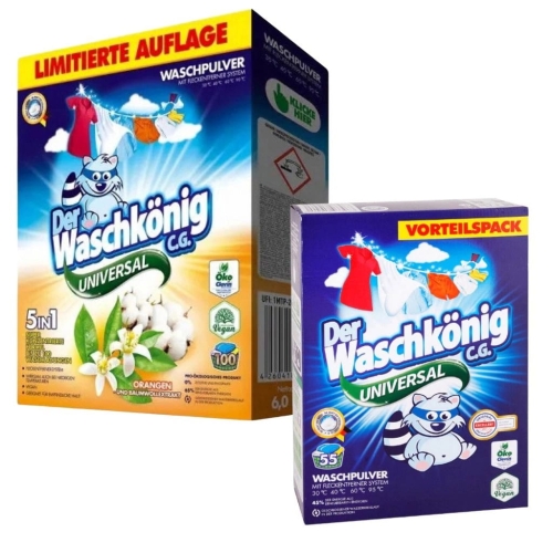 Zestaw proszków Waschkonig uniwers. orange 100p 6,0kg i uniwer 55pr 3,575kg