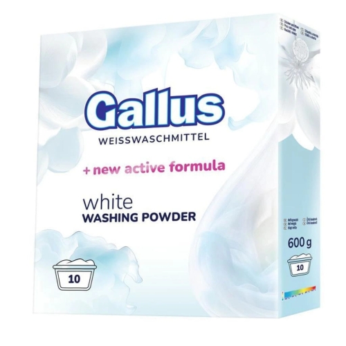 Gallus White proszek do prania z aktywną formułą 10pr 600g w kartoniku