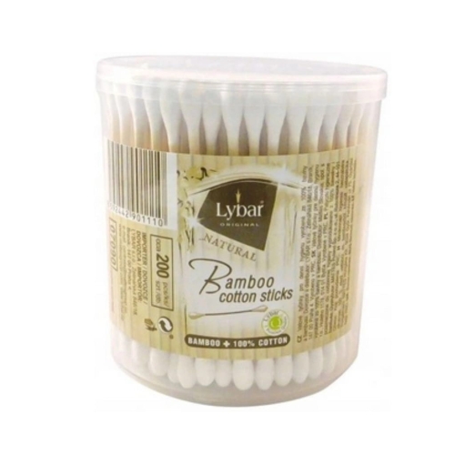 Lybar patyczki higieniczne bambusowe 100% bawełna 200szt w opak. pudełko