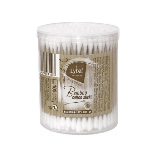 Lybar patyczki higieniczne bambusowe 100% bawełna 100szt w opak. pudełko
