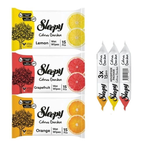 Sleepy chusteczki nawilżane Citrus Garden 3x15szt 3pack