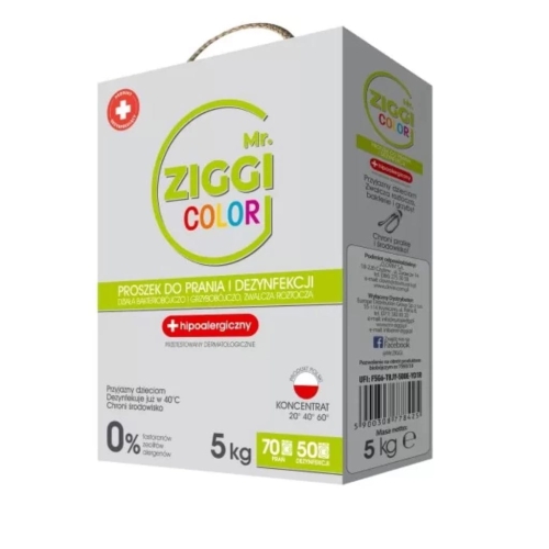 Mr. Ziggi proszek do prania i dezynfekcji hipoalergiczny do koloru 70pr 5kg